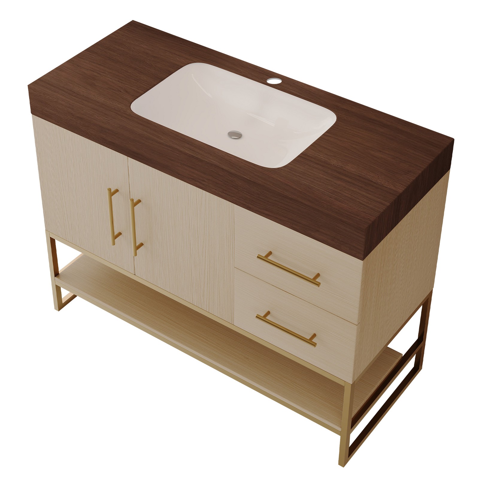 36″ Free-Standing Bathroom Vanity w/Seamless Ceramic Sink & Sintered Stone Top