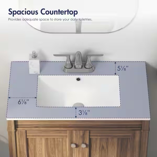 Eridanus Tucson 30in Vitreous China Single Sink Bathroom Vanity Top in White