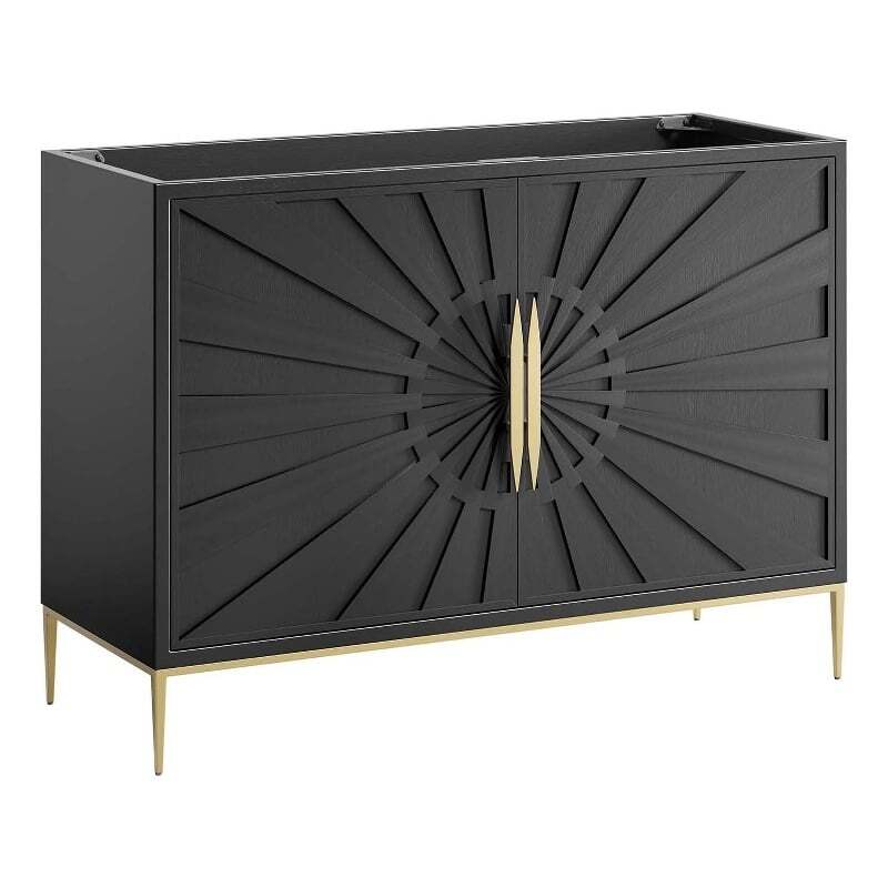 Modway Awaken 48″ Solid Wood and MDF Bathroom Vanity Cabinet in Black