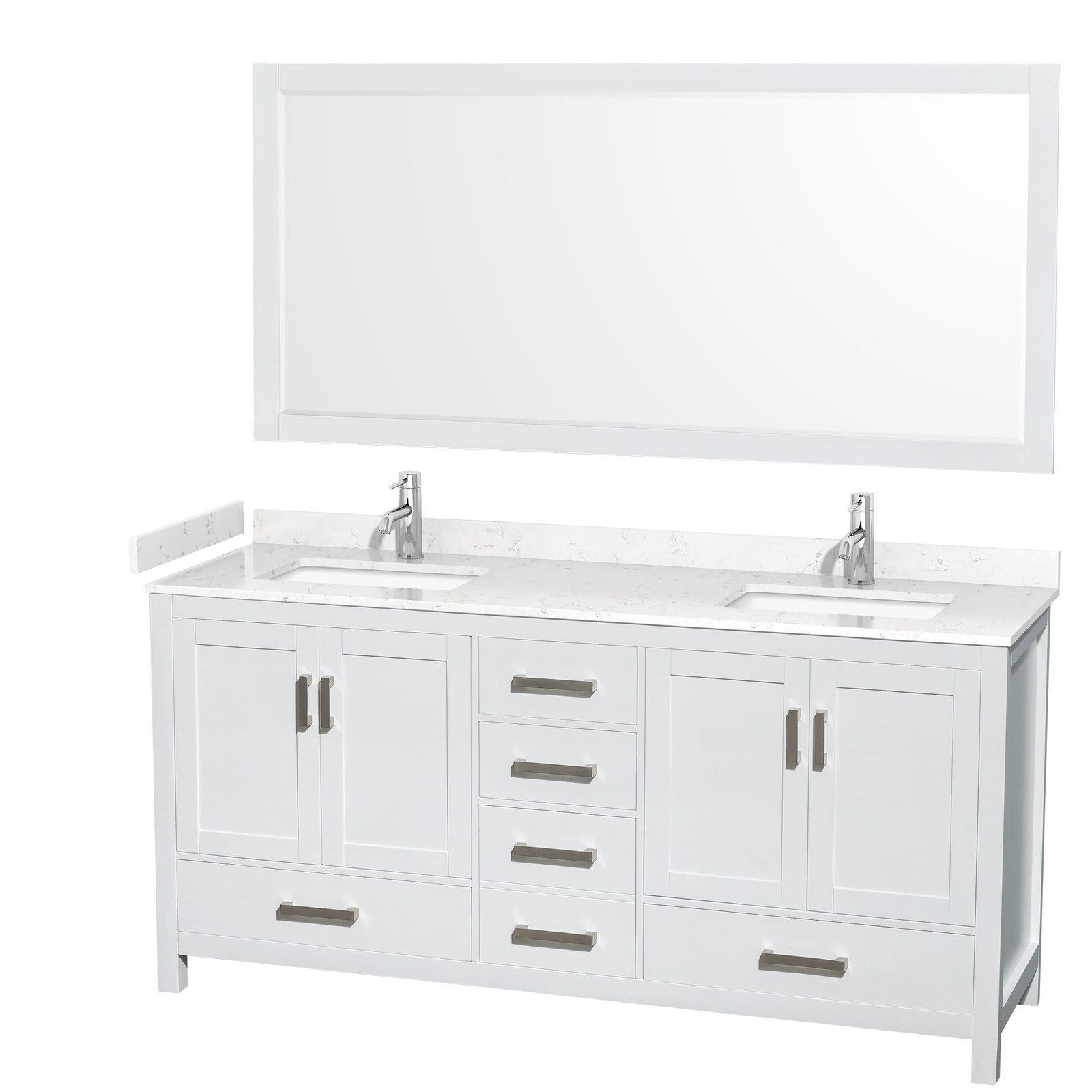 Wyndham Collection WCS141472D-VCA-M70 Sheffield 72″ – White / Carrara Cultured