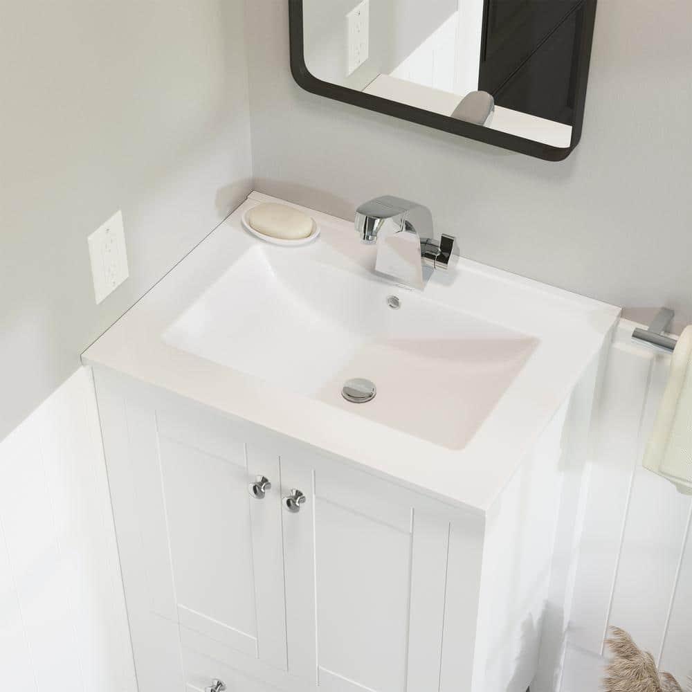 Swiss Madison Bathroom Vanity Top 24″ Pre-drilled Single Hole Ceramic White