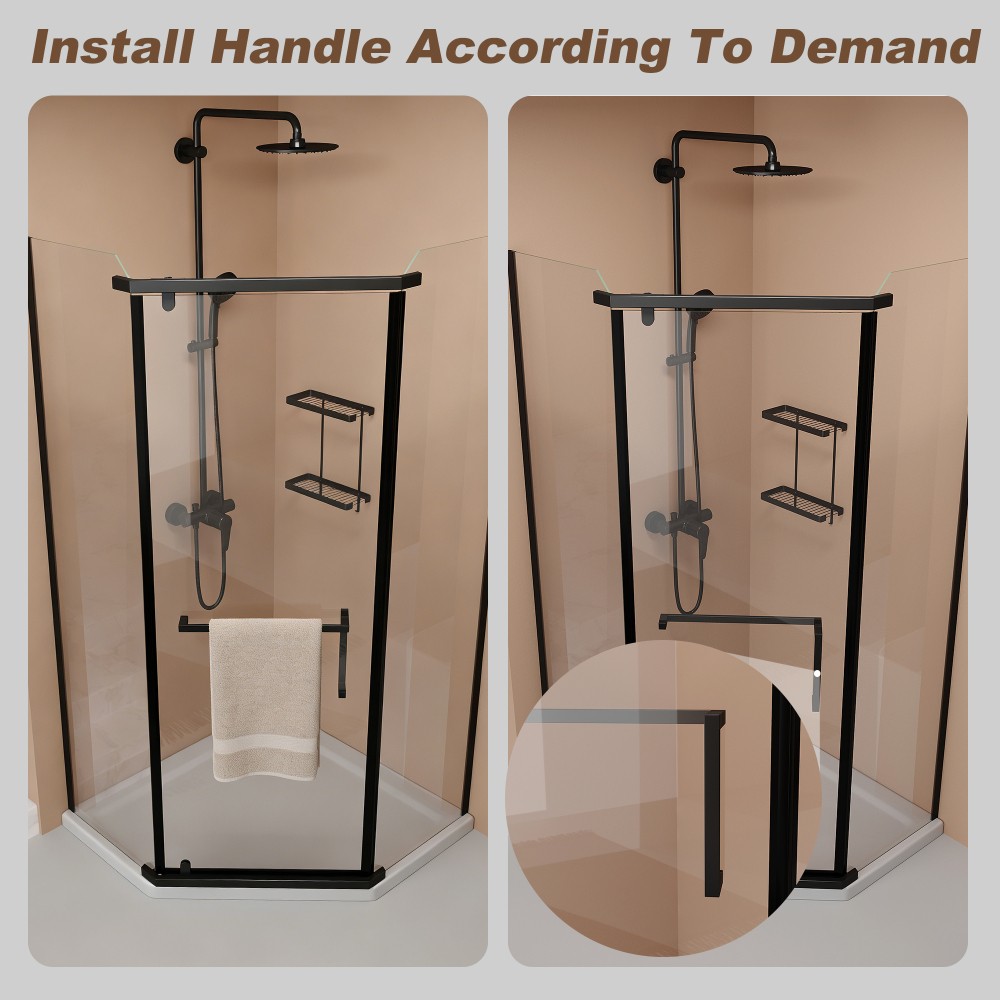 36x36x72″ Neo-Angle Frameless Corner Shower Door, 1/4″ Tempered Glass