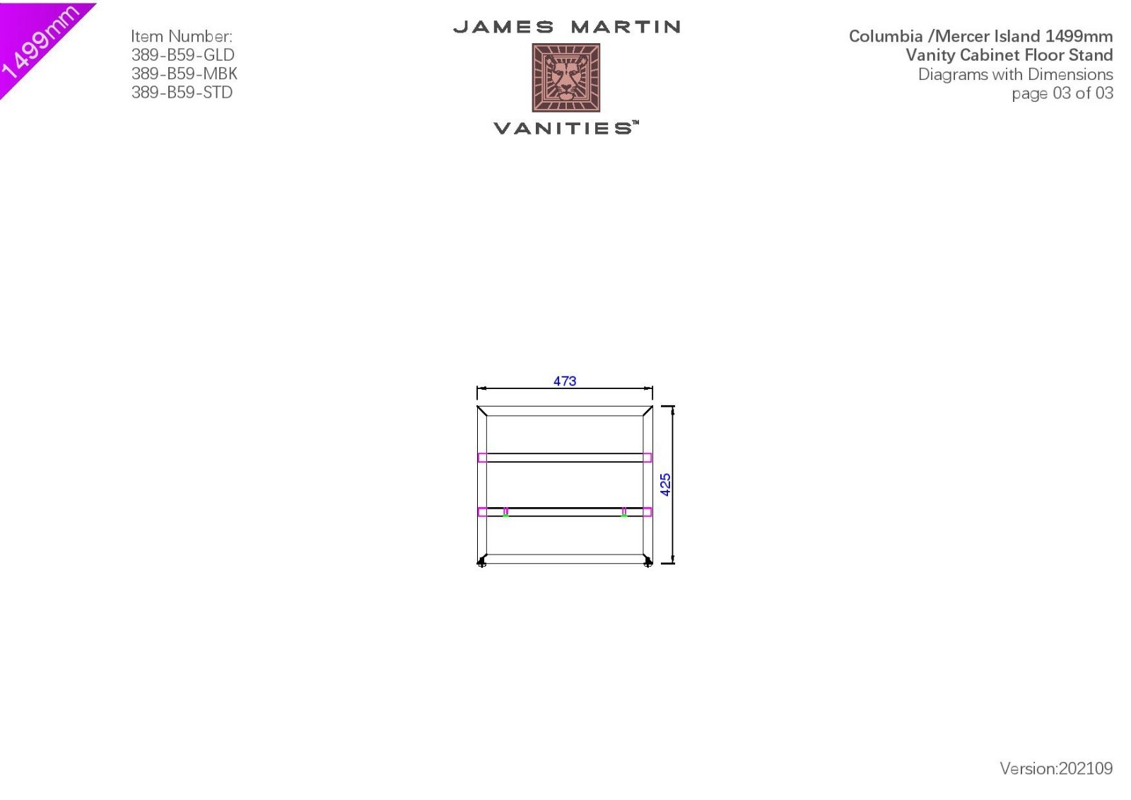 James Martin 389-B59-STD Columbia/Mercer Island 59″ Vanity Base,Brushed Nickel