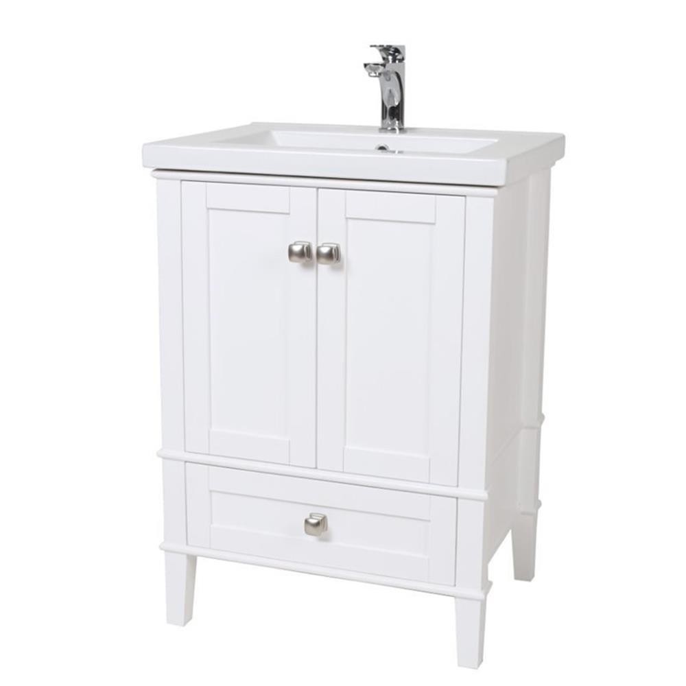 Pemberly Row Modern / Contemporary 34″ Bath Vanity in White Finish