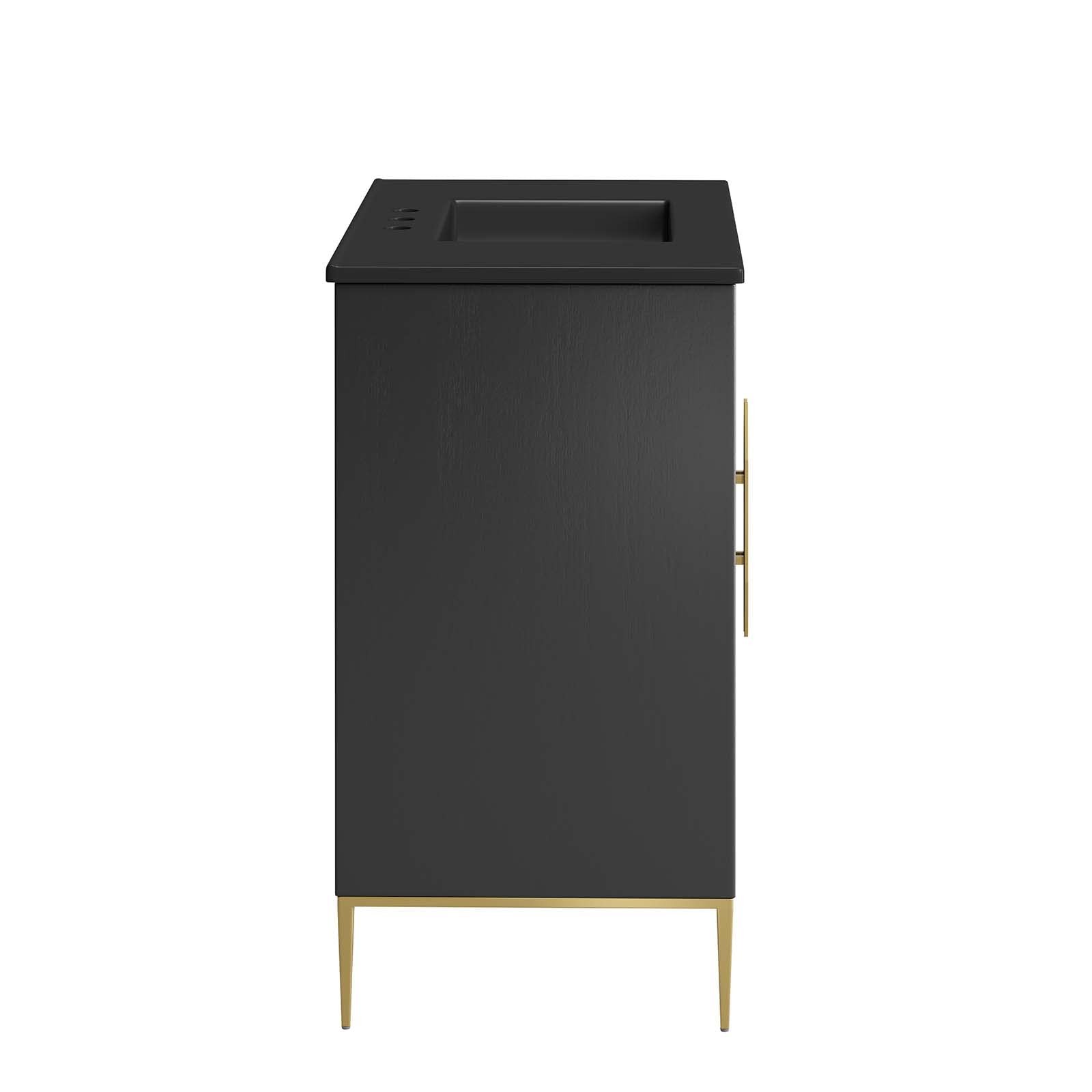Modway Awaken 36″ Solid Wood and MDF Bathroom Vanity in Black