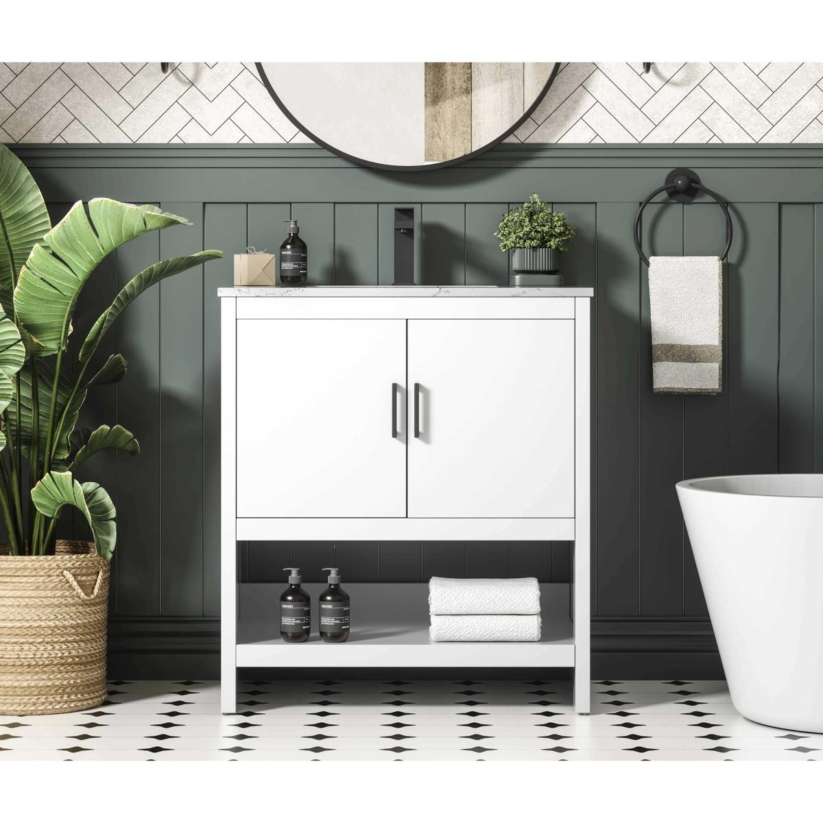 Elegant Lighting VF25230MWH Ira 30 X 34 inch White Bathroom Vanity Cabinet