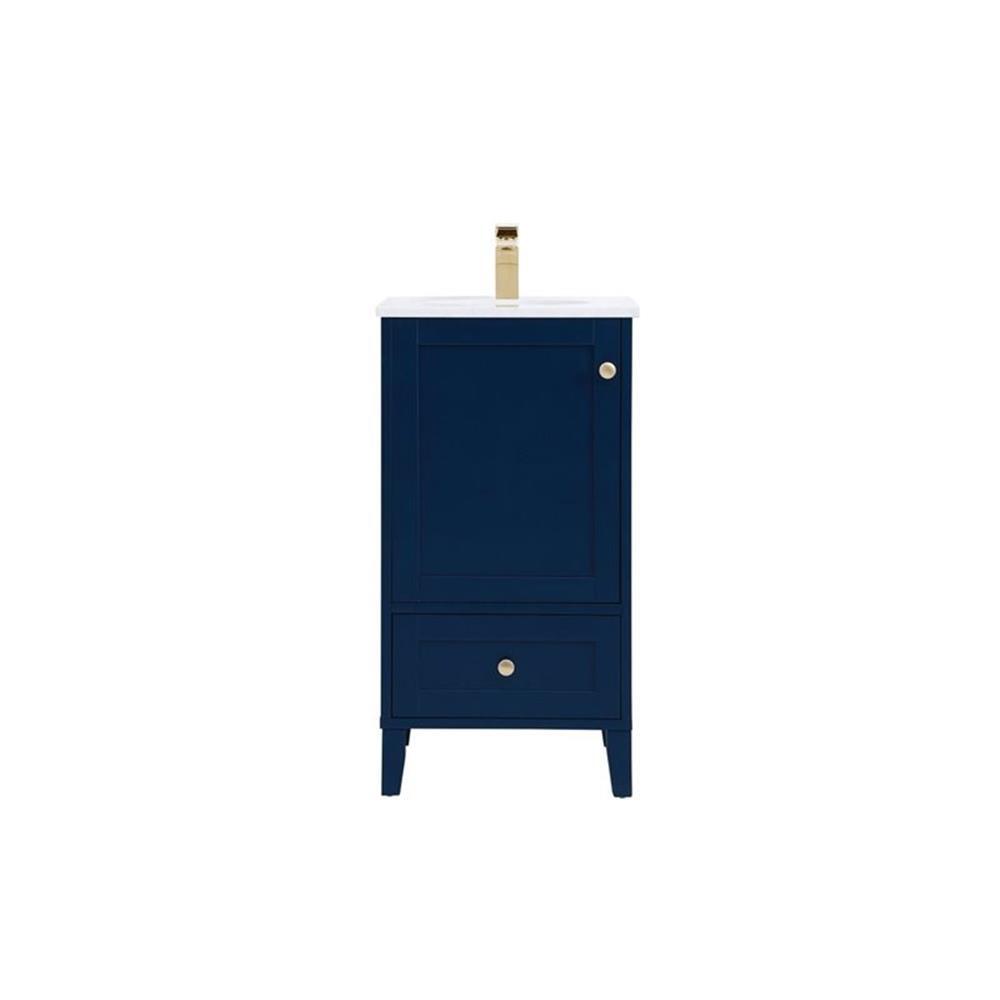 Elegant Decor Sommerville 18″ Steel and Wood Single Bathroom Vanity in Blue