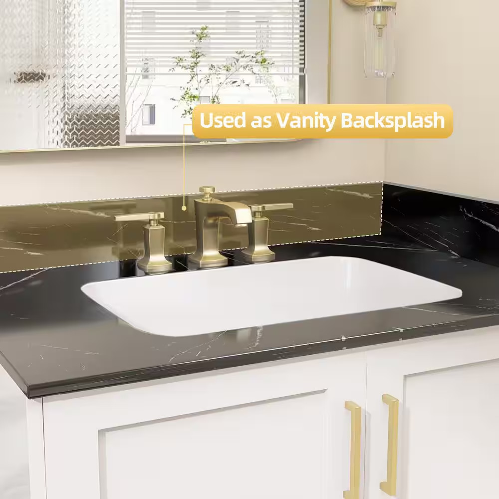 21 In. W Marble Vanity Sidesplash for Countertop Threshold for Shower Curb Windo
