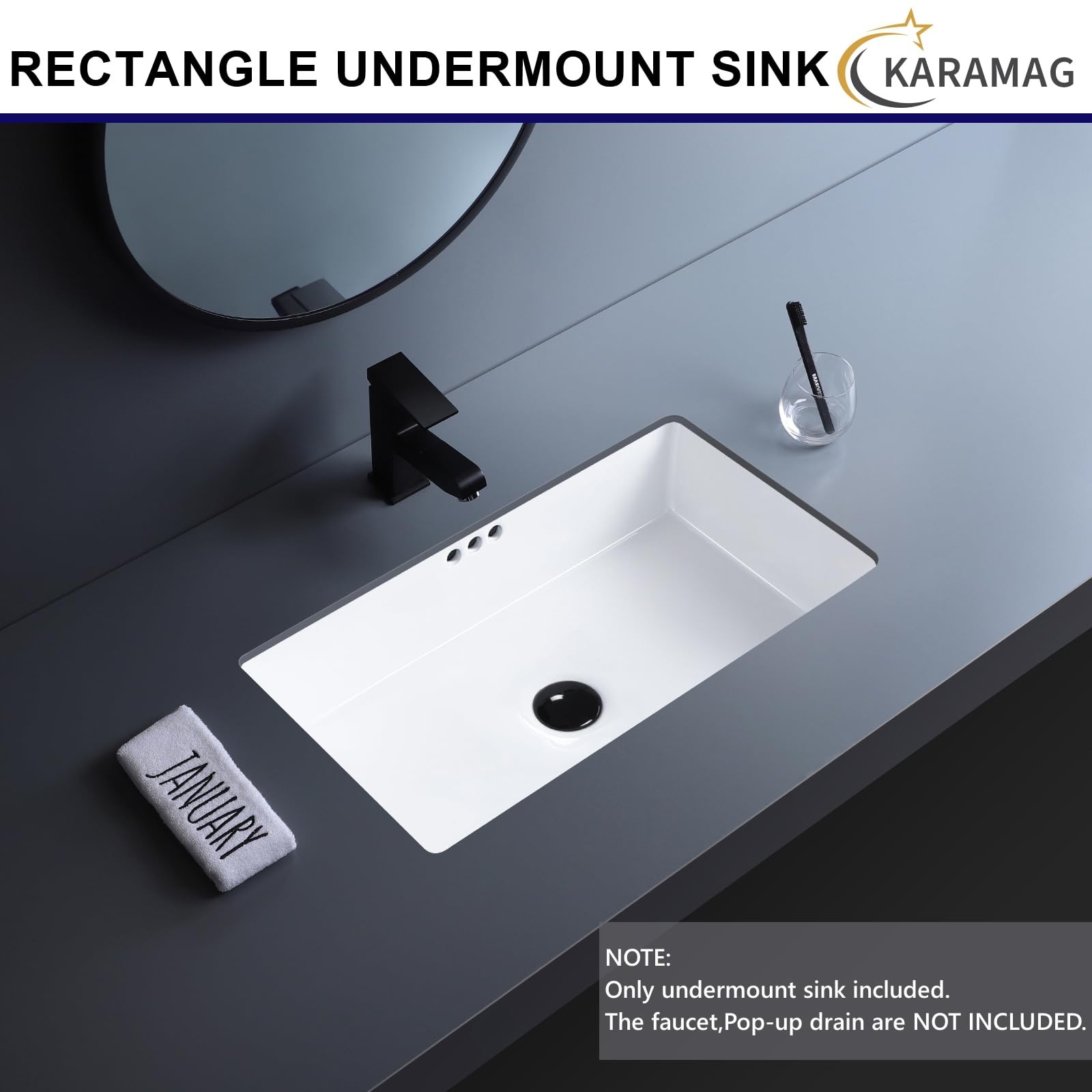 22 Inch Undermount Bathroom Sink Rectangle Undermount Sink White Ceramic Unde…