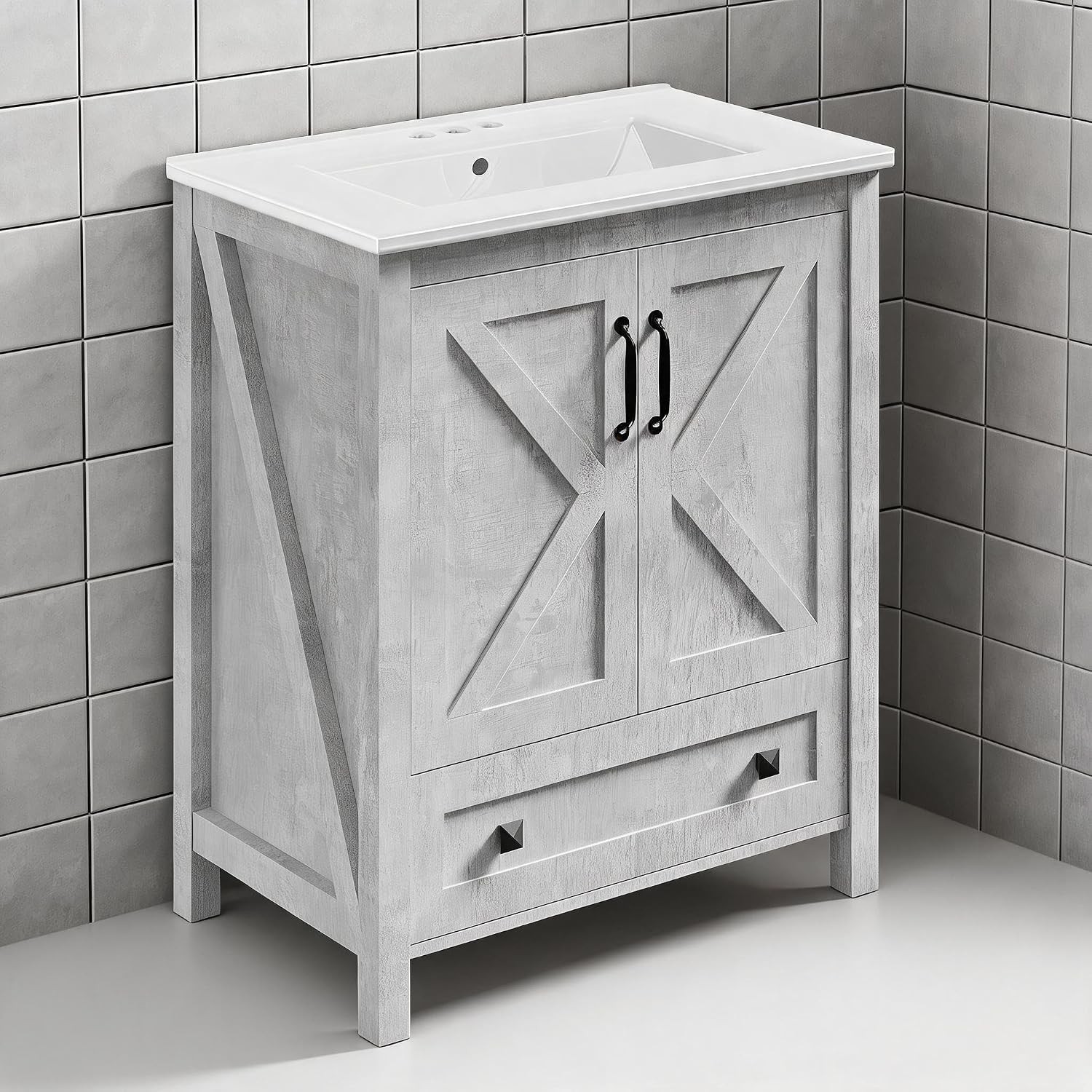 30” Bathroom Vanity w/ Sink Modern Freestanding Bathroom Vanity Storage Cabinet