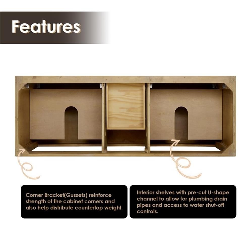Altair Design Laurel 60″ Wood Vanity without Mirror in Weathered Fir Brown/White