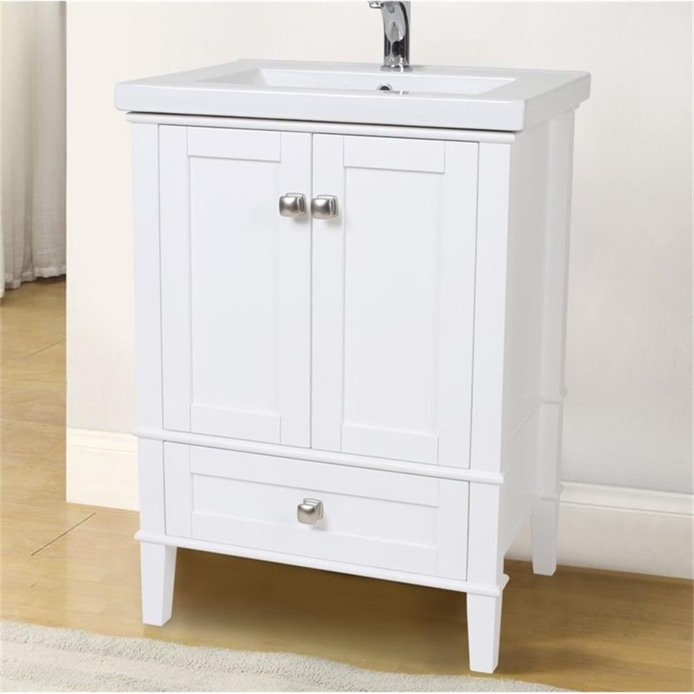 Pemberly Row Modern / Contemporary 34″ Bath Vanity in White Finish