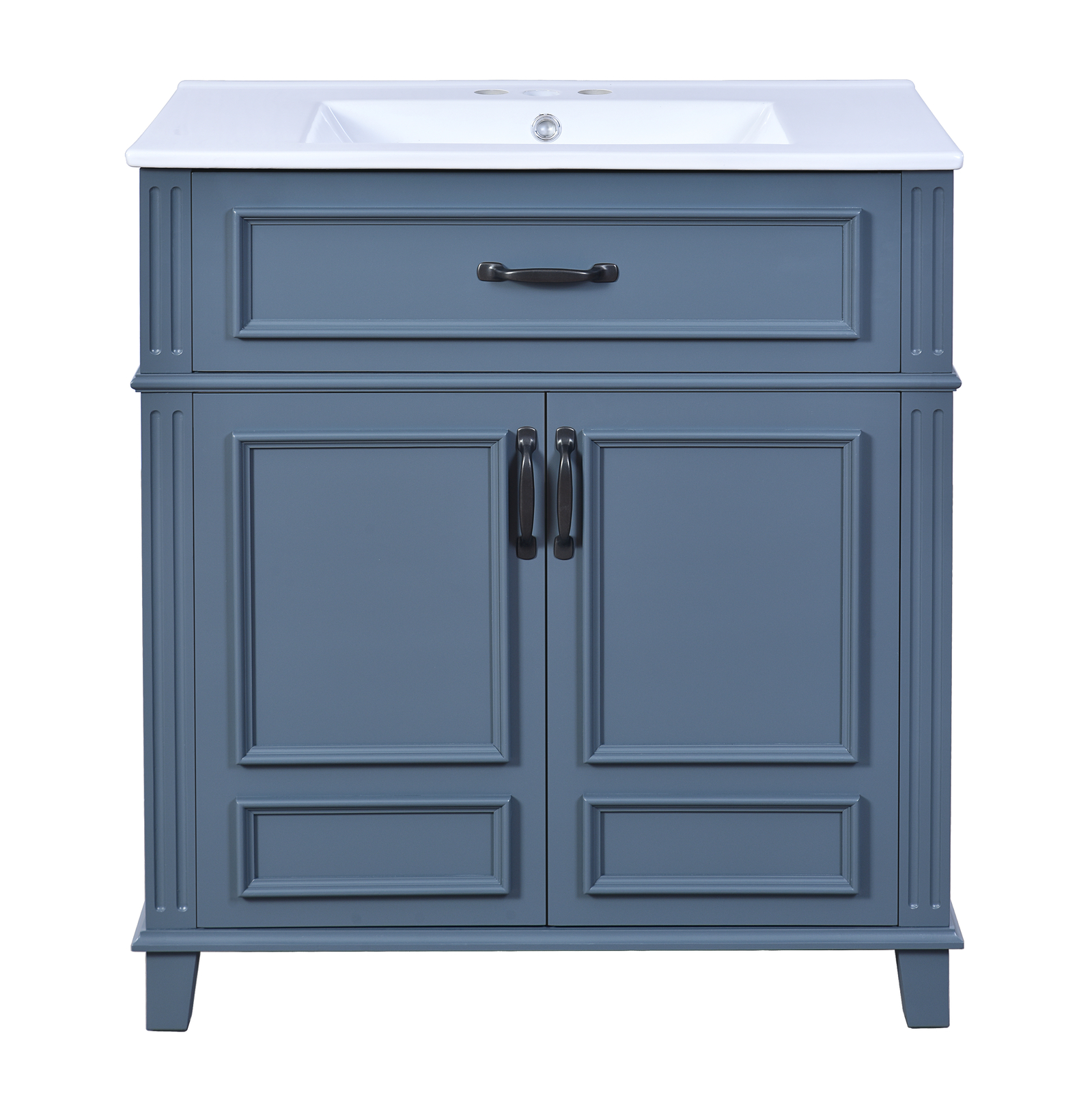 30” Bathroom Vanity with Ceramic Sink,Solid Wood Frame Bathroom Storage Cabinet