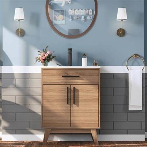 AMERLIFE 24.5″ Bathroom Vanity with Sink Combo, Mid-Century Modern Small Single