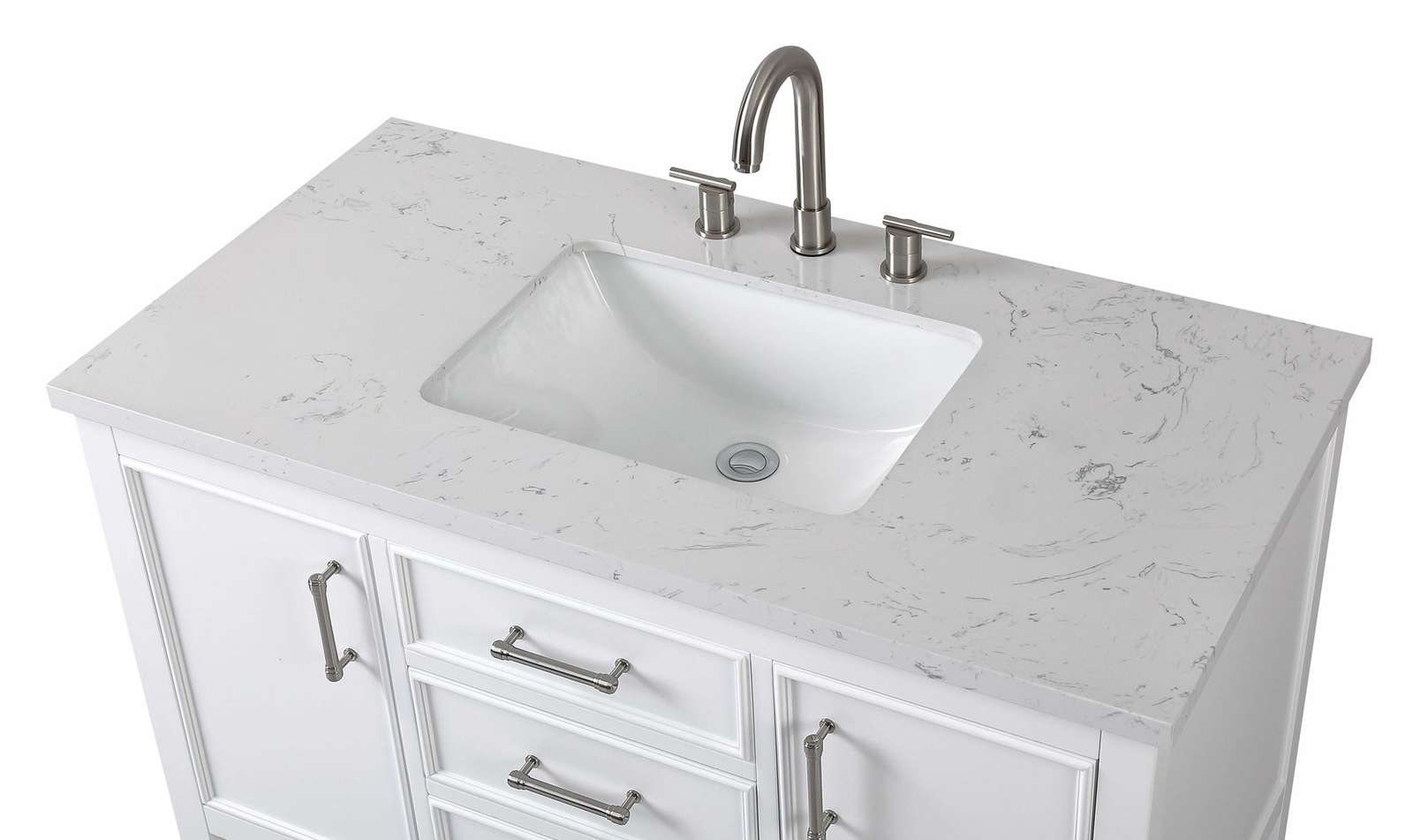 42 inch White Color Finish Single Sink Bathroom Vanity – Felton SKU