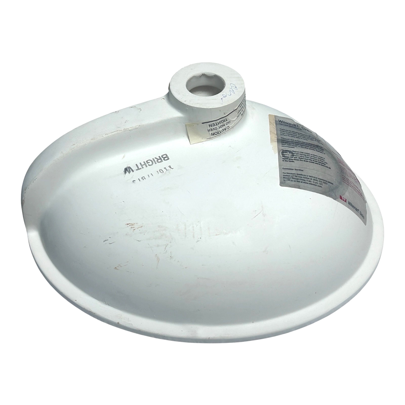 Wilsonart Oval Vanity Undermount Solid Surface Sink BV1512 Bright White Overflow