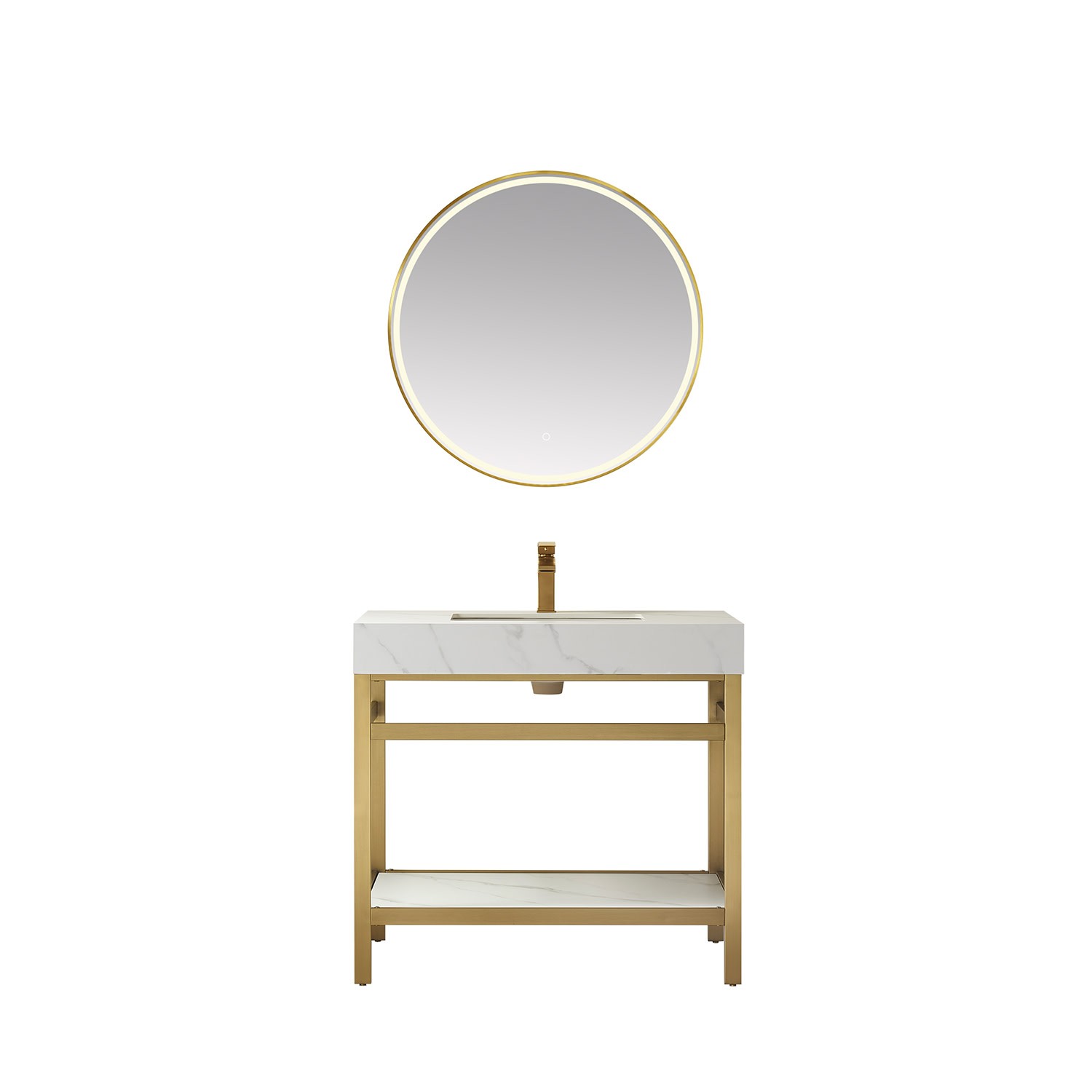 Miseno MV702536 Funes 36″ – Brushed Gold / White