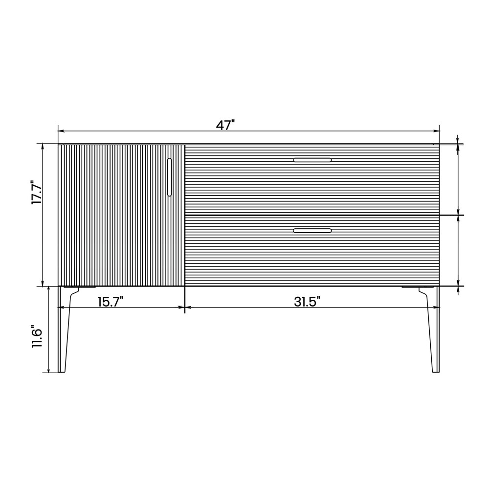 48″ Bathroom Vanity with Sink, Freestanding Vanity Cabinet, 2 Drawers,Metal Legs