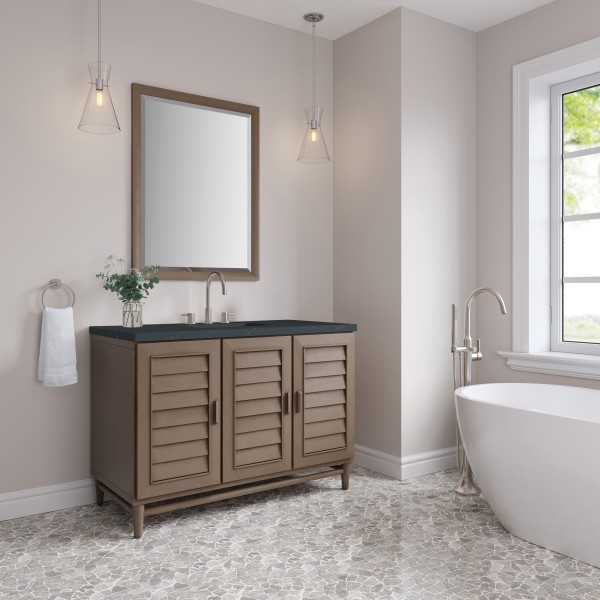 48″ James Martin Portland 620-V48-WW-3CSP Vanity Cabinet Charcoal Soapstone Top
