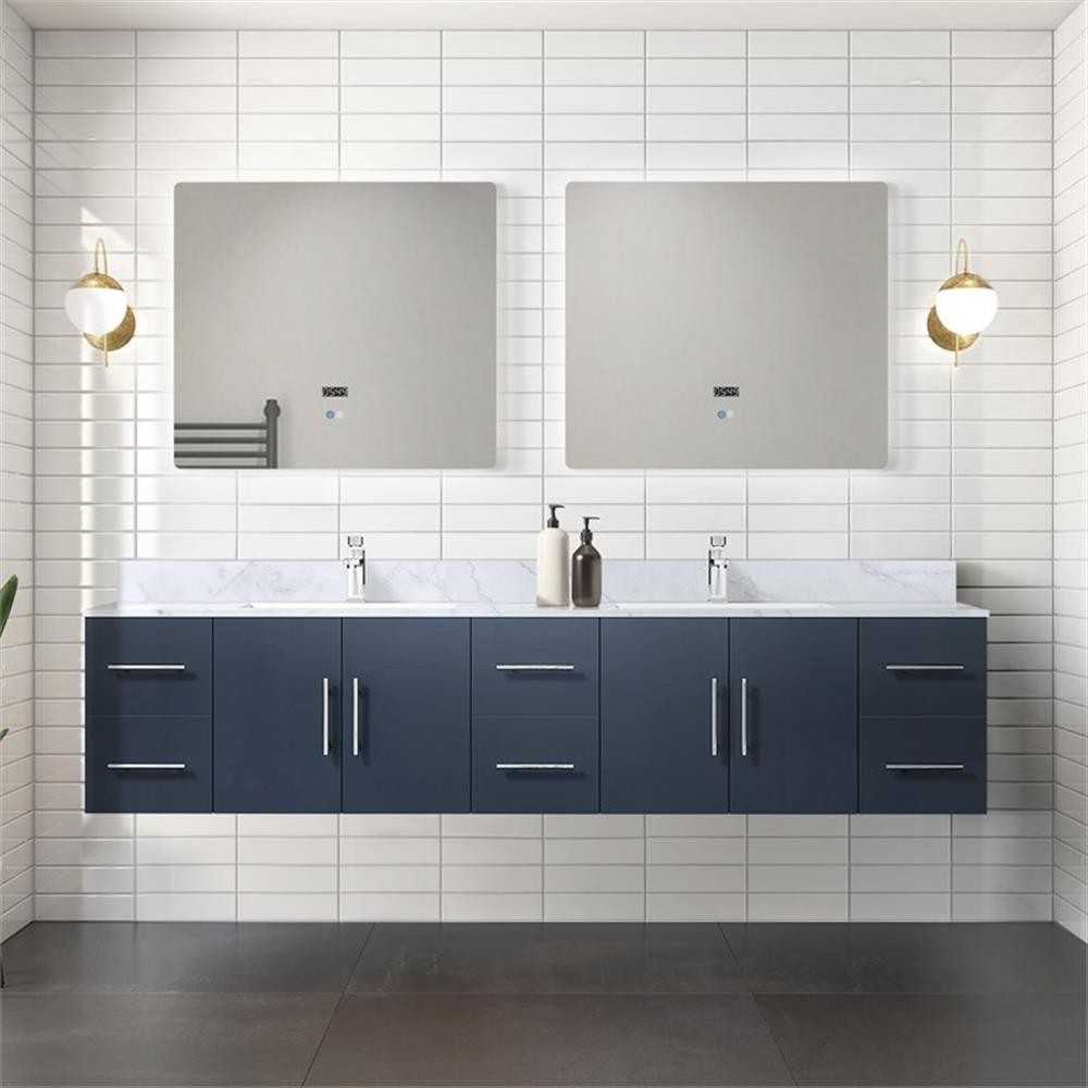 Lexora Home Geneva 84″ Vanity Cabinet in Navy Blue