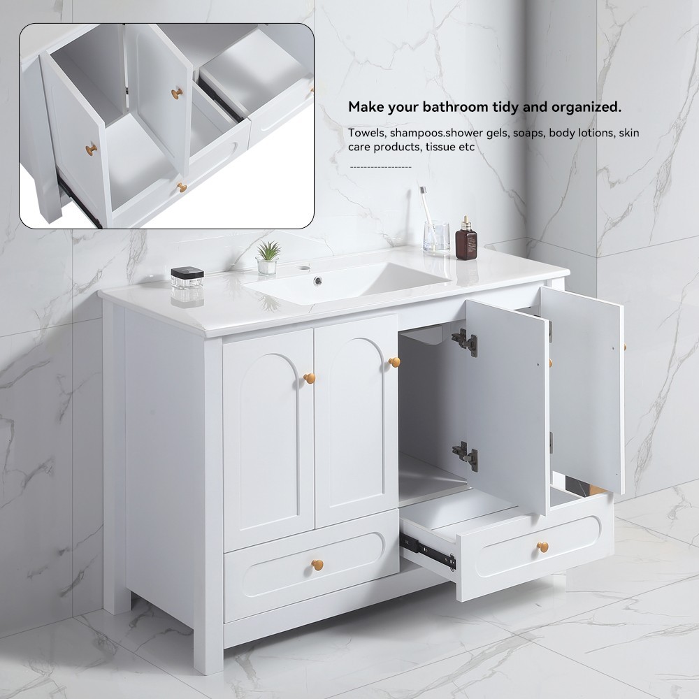 48″Bathroom Vanity with Sink, Bathroom Storage Cabinet w/4 doors and 2 drawers