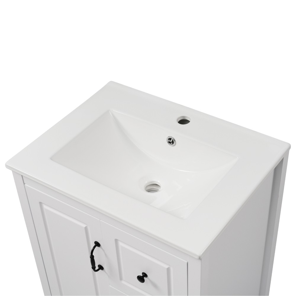 24 inch Bathroom Vanity with Sink, One Cabinet with Soft-closing Door