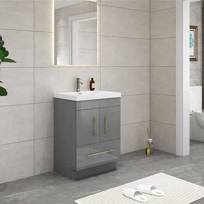 Bathroom Vanity Cabinet 24/30 inch Acrylic Sink, Storage Cabinet, Drawers
