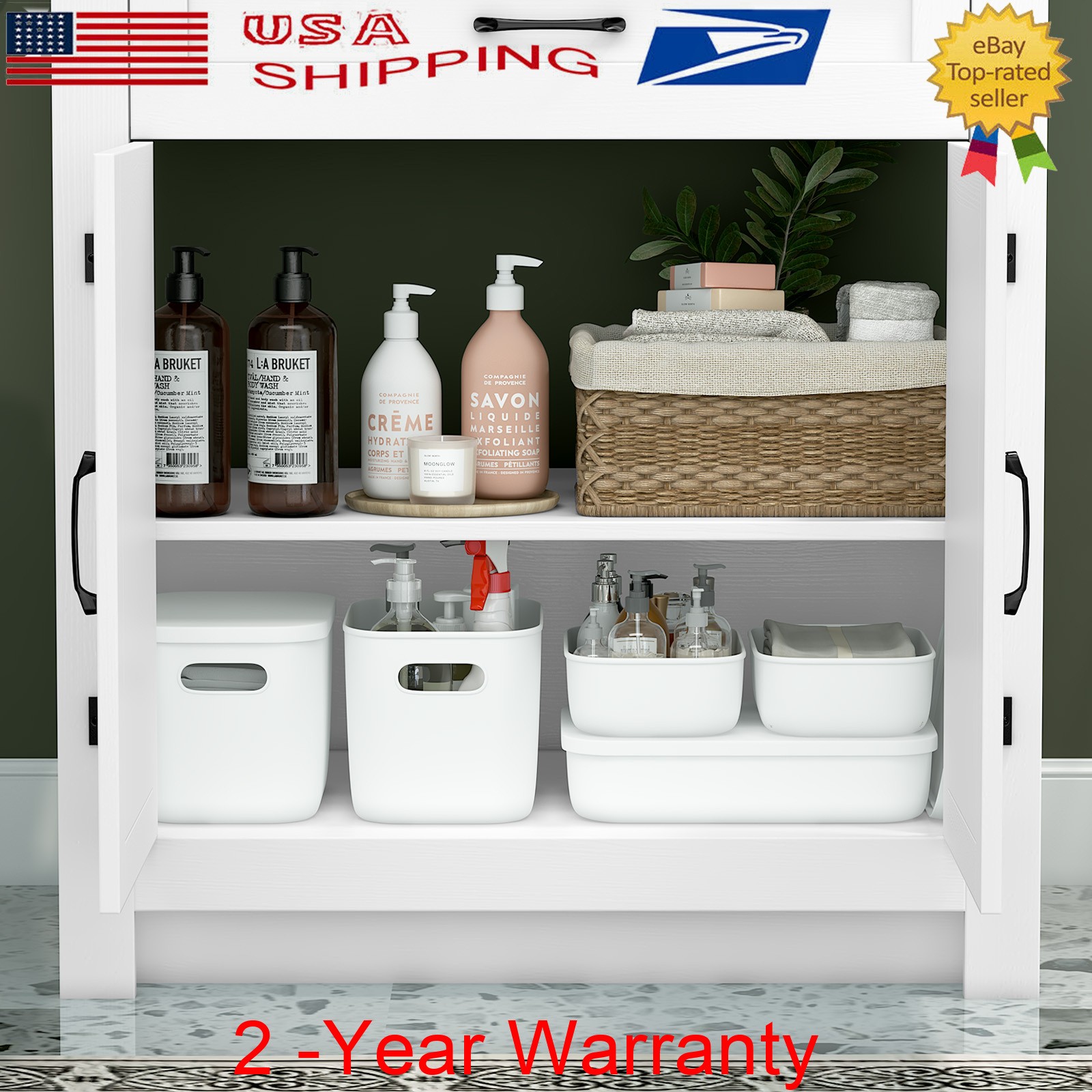 Freestanding Bathroom Vanity w/ Ceramic Sink & Soft-Close Door Storage Cabinet