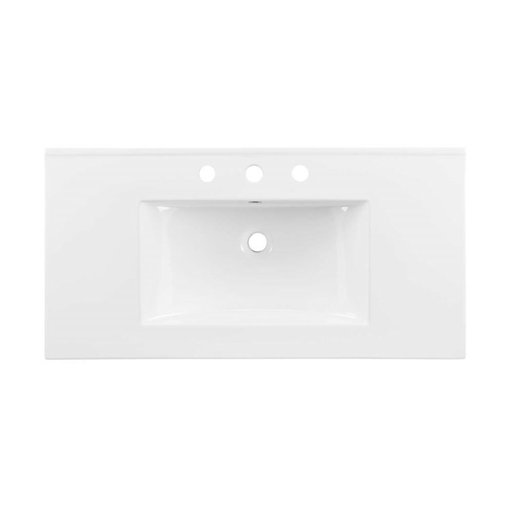 Modway Chaucer 36″ Wood & Rattan Bathroom Vanity in Oak/White