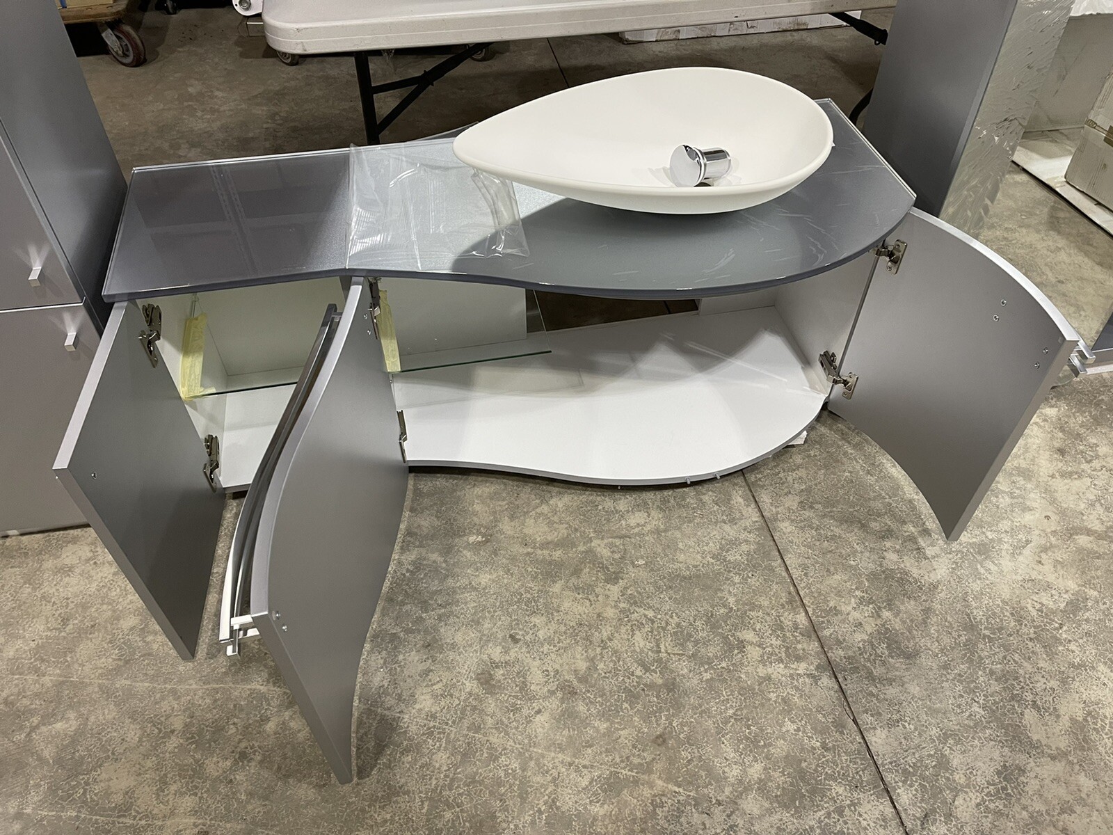 Ardeco Artesi Ultra Modern Bathroom Vanity Cabinet Mirror Set Italy $12K Retail!