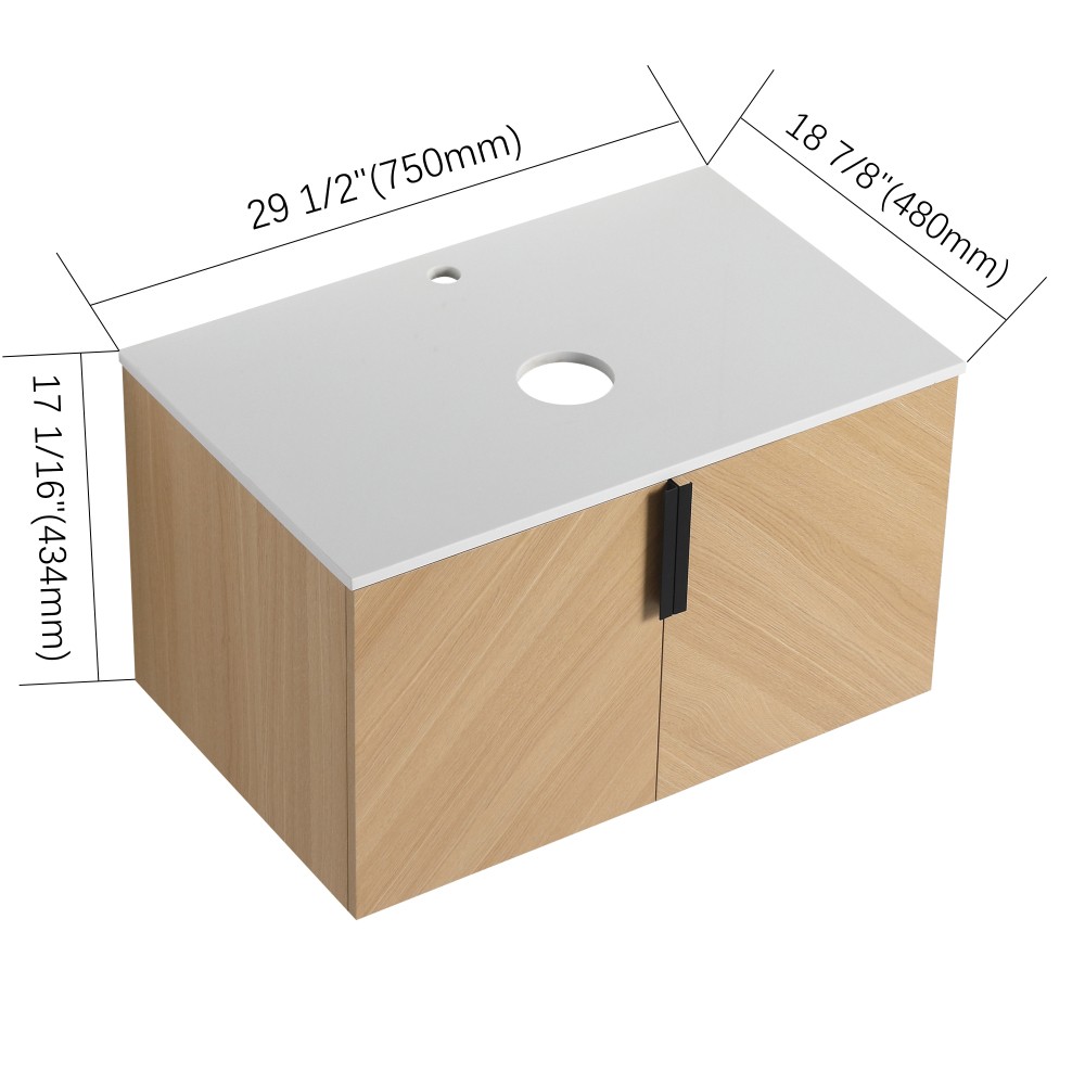 Vanity with Sink and Stone Countertop Features 2 Soft-Close Doors