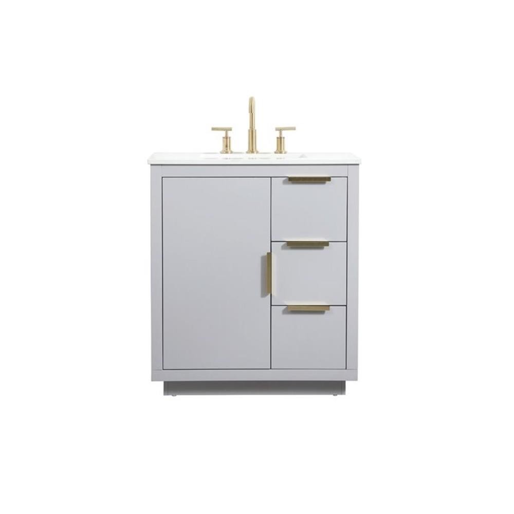 Elegant Decor Blake 30″ Aluminum Alloy MDF Single Bathroom Vanity in Gray
