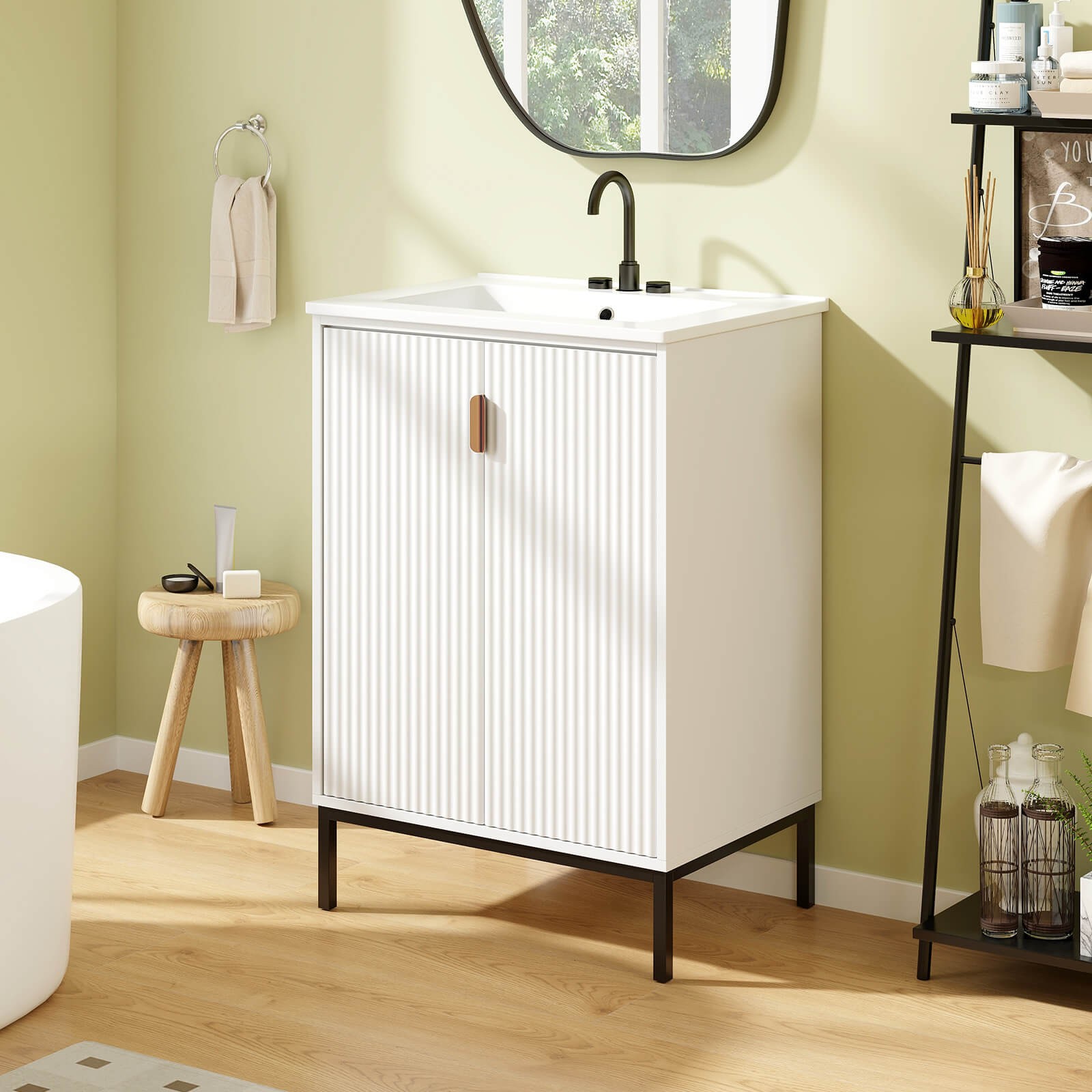 Bathroom Vanity with Sink Combo 24 Inch Freestanding Bathroom Sink Cabinet White