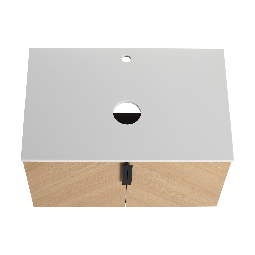 Vanity with Sink and Stone Countertop Features 2 Soft-Close Doors