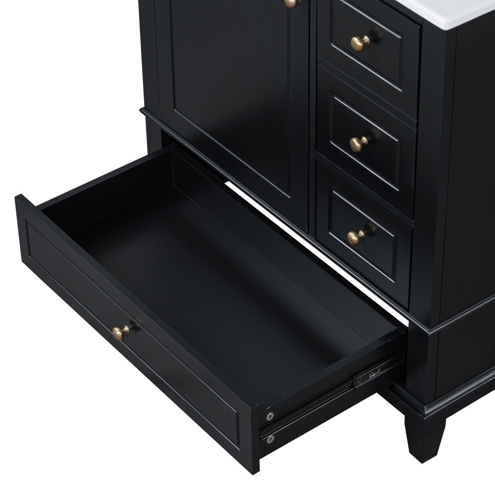 30″ Vanity w/Sink,Rubber Wood & MDF Cabinet,Soft Close Door,3 Drawers,Vietnam