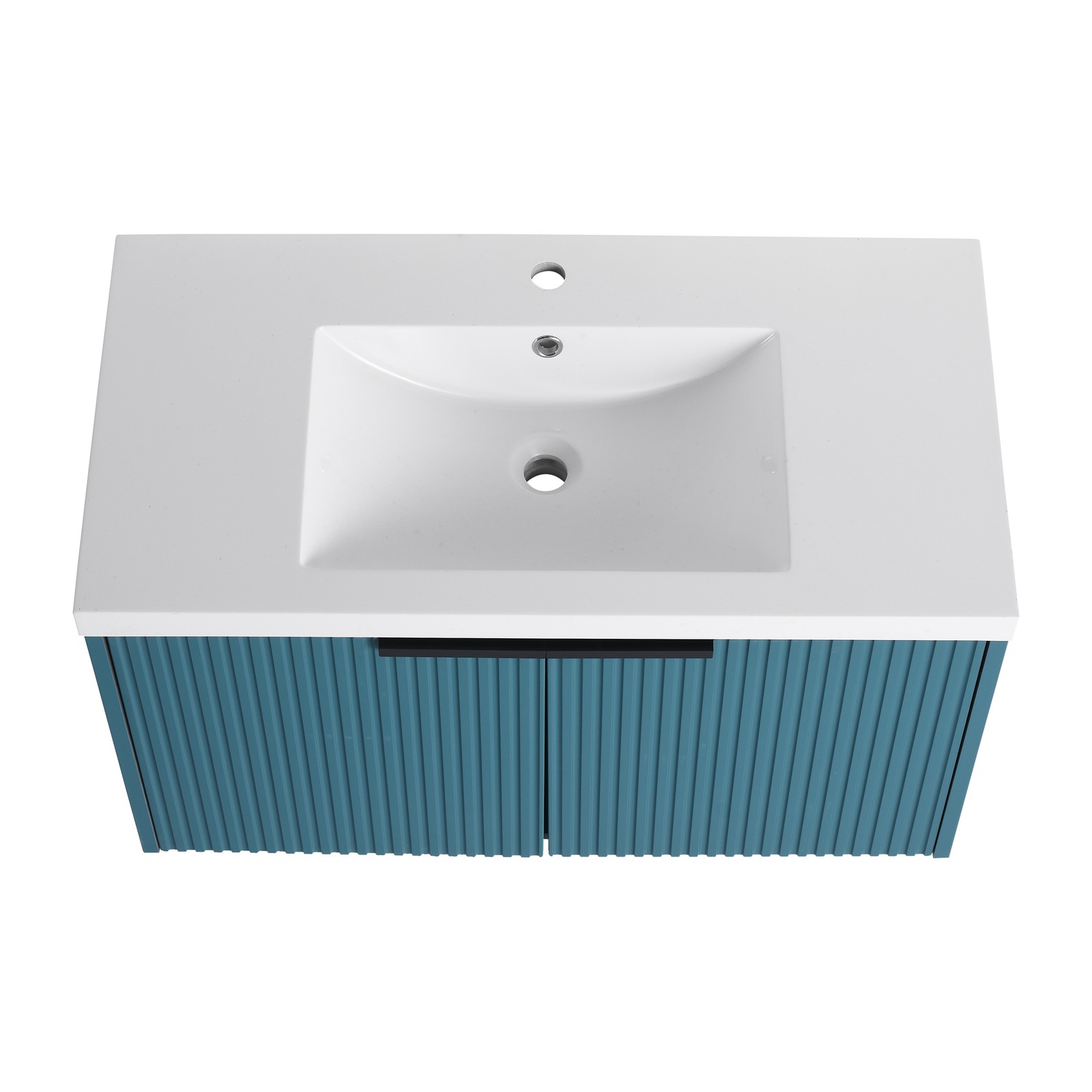 36 Inch Wall Mounted Bathroom Vanity with Resin Sink & Soft-Close Doors