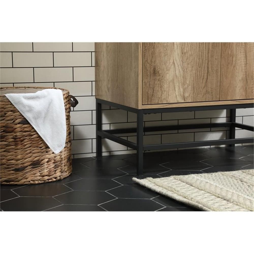 Elegant Decor Eugene 30″ Aluminum MDF Single Bathroom Vanity in Natural Oak