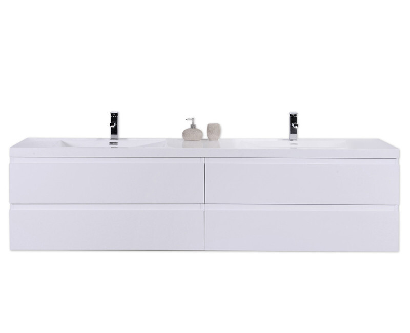 BOHEMIA LINA 72” WALL MOUNTED VANITY WITH DOUBLE REINFORCED ACRYLIC SINKS