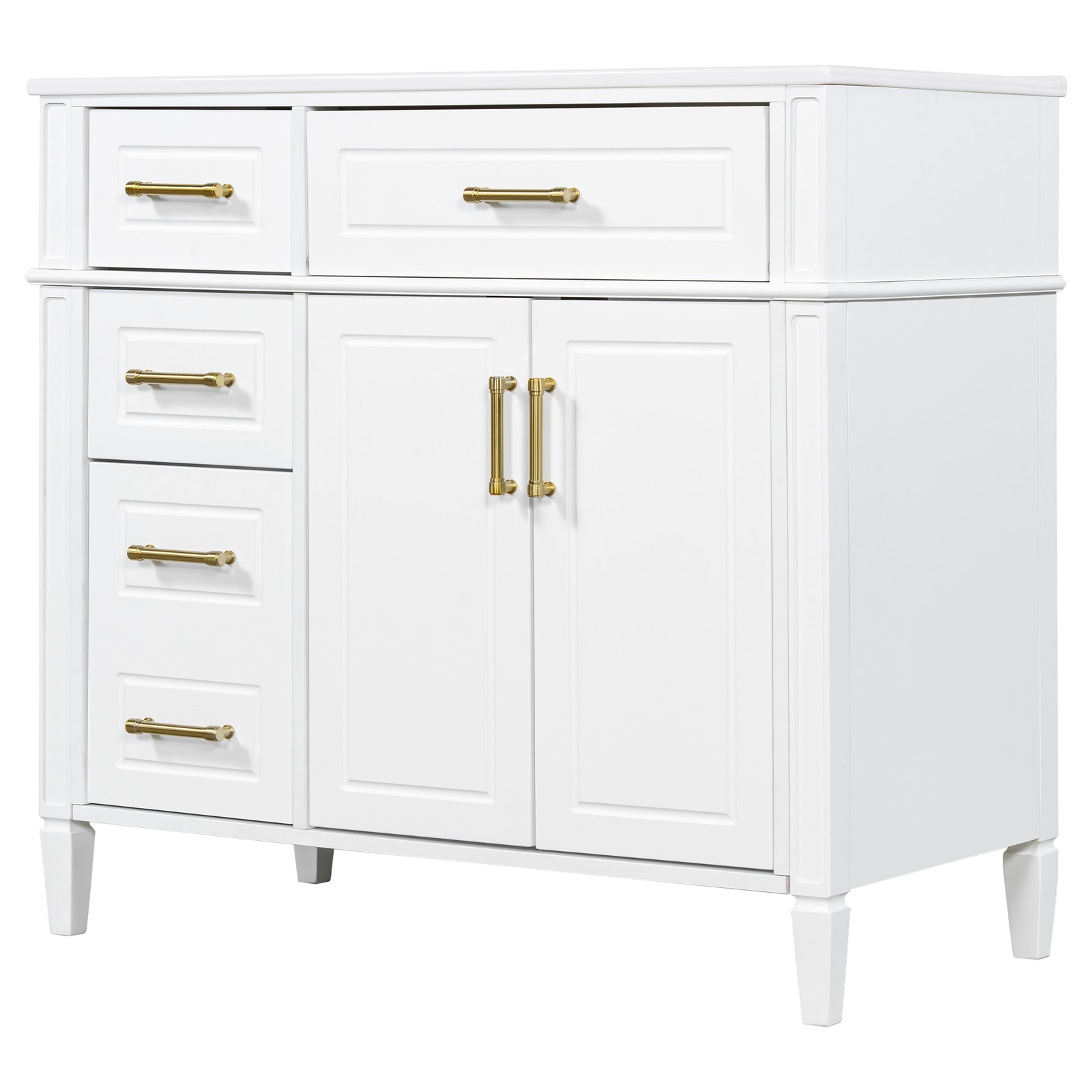 Bathroom Vanity w/Ceramic Sink,Wood Storage Cabinet w/Drawers &Adjustable Shelf