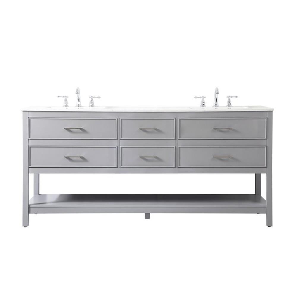 Elegant Decor Sinclaire 72″ Aluminum Alloy & MDF Double Bathroom Vanity in Gray