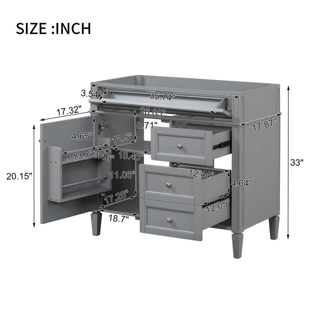 Bathroom Vanity without Top Sink W 2 Drawers and a Tip-out Drawer