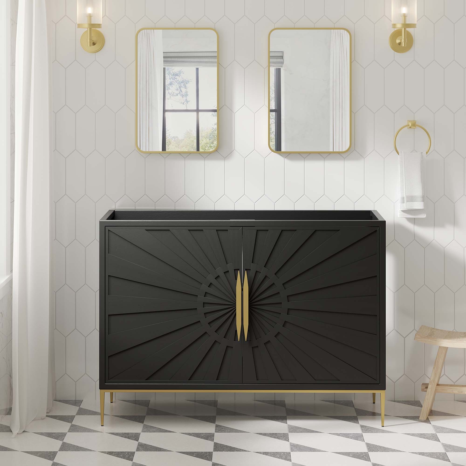 Awaken 48″ Double or Single Sink (Not Included)Bathroom Vanity Cabinet in Black