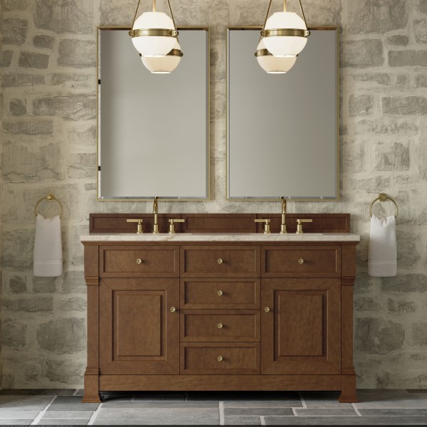 60″ James Martin Brookfield 547-V60D-HNO-3TJR Double Vanity Cabinet Tajnar Top