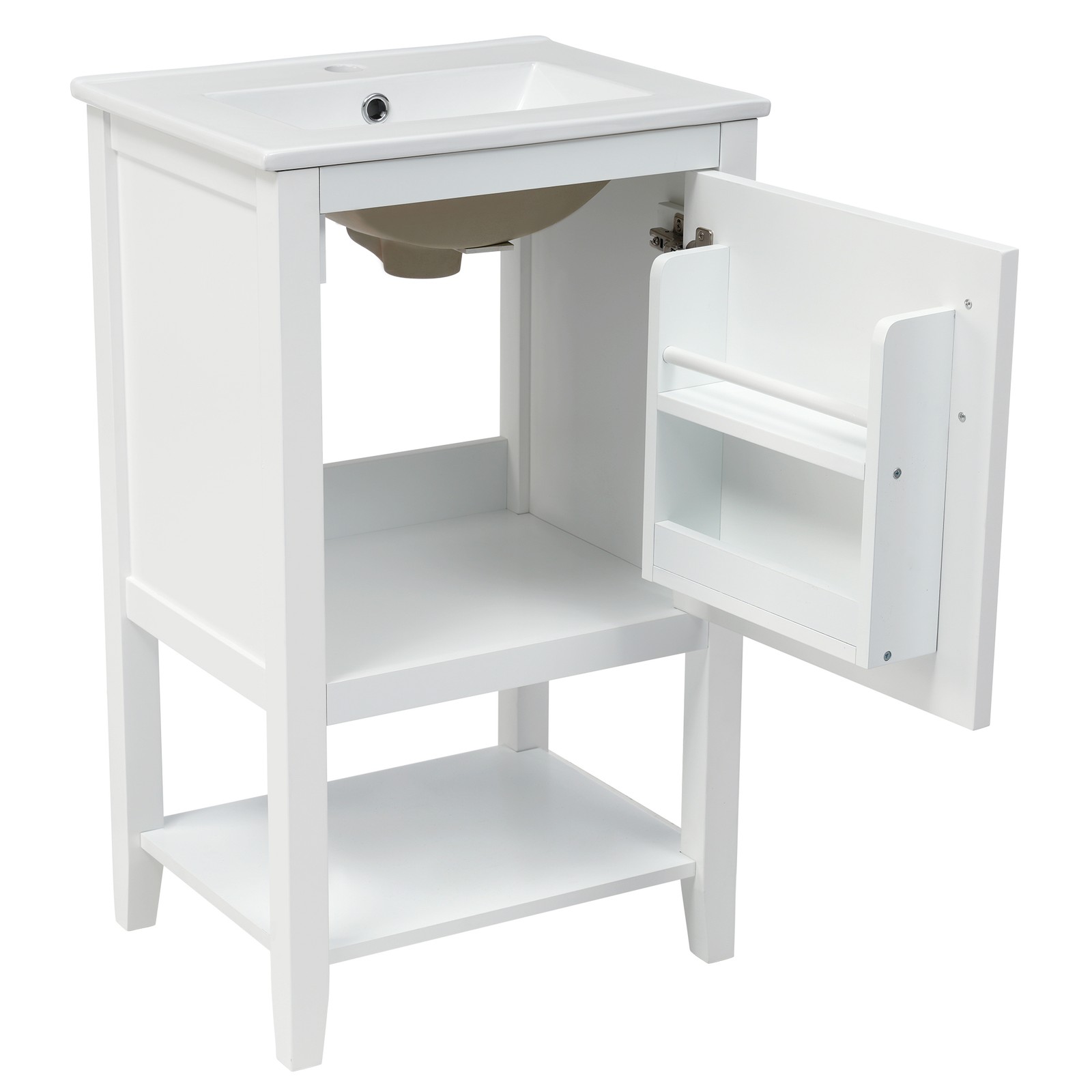 20″ Bathroom Vanity with Sink, Cabinet, Soft Close Door, White