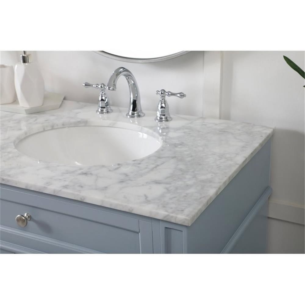 Elegant Decor Park Avenue 72″ Metal MDF Marble Double Bathroom Vanity in Gray