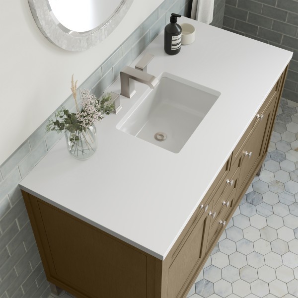 48″ James Martin Chicago 503-V48-WLW-3WZ Vanity Cabinet White Zeus Silestone Top