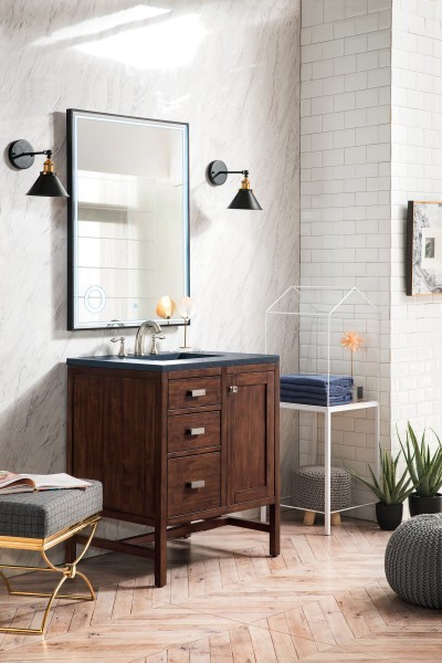 30″ James Martin Addison E444-V30-MCA-3CSP Vanity Cabinet Charcoal Soapstone Top