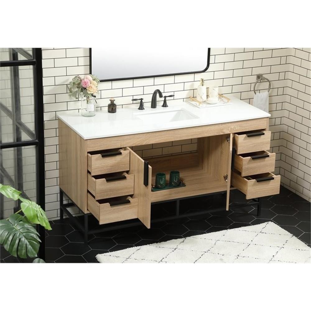 Elegant Decor Eugene 60″ Aluminum Alloy Iron Single Bathroom Vanity in Brown