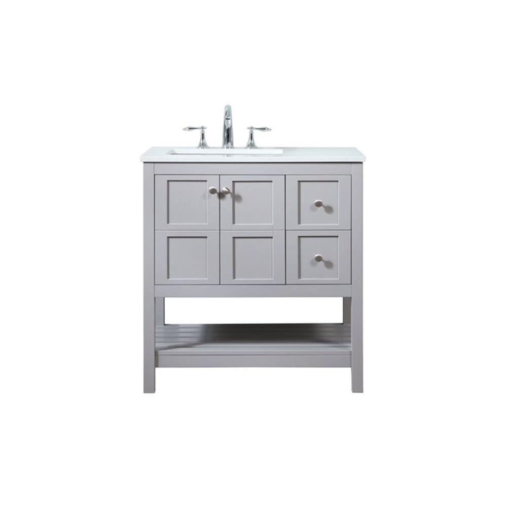 Elegant Decor Theo 32″ Zinc Alloy MDF Single Bathroom Vanity in Gray