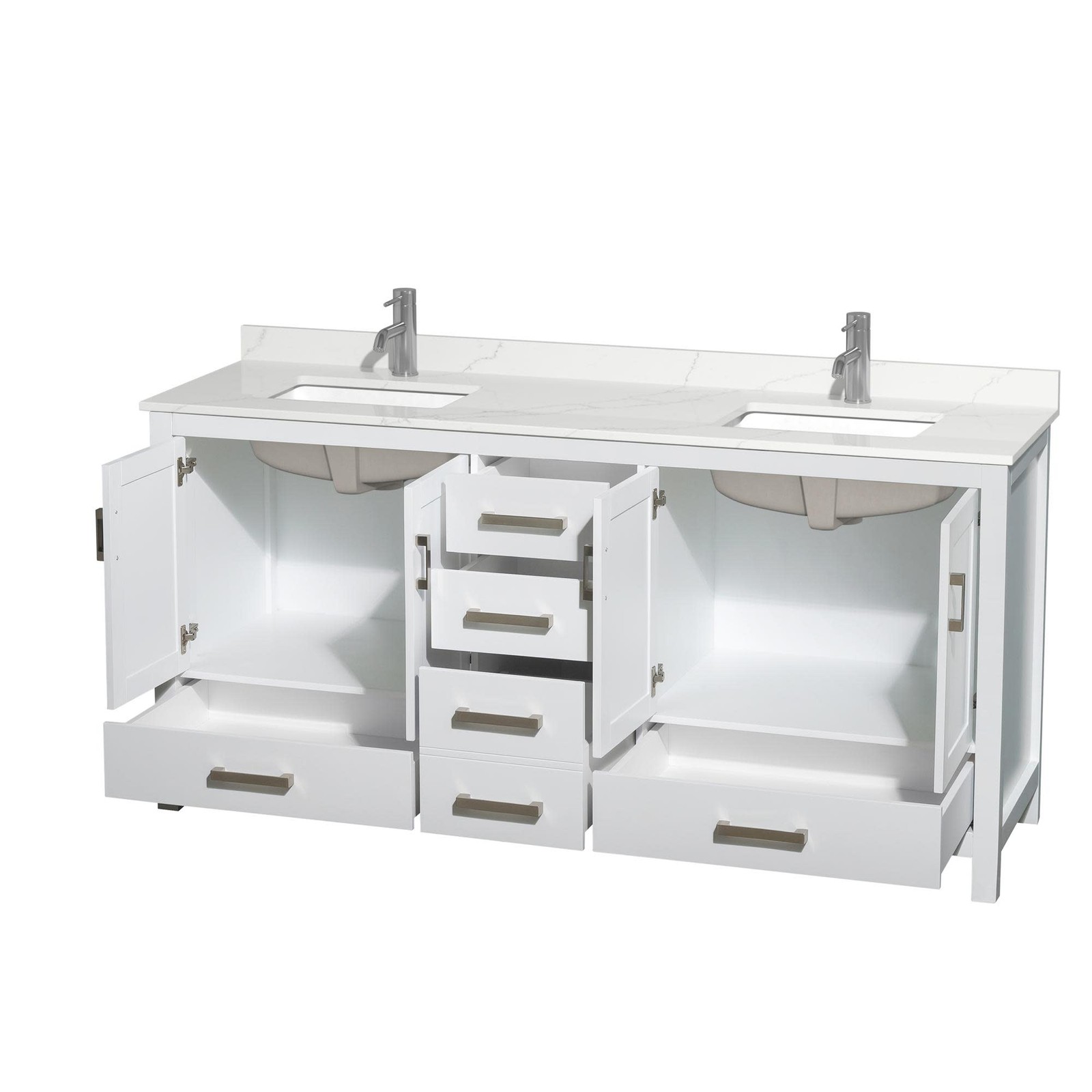 Wyndham Collection WCS141472D-QTZ-UNSMXX Sheffield 72″ – Gray / White Quartz Top